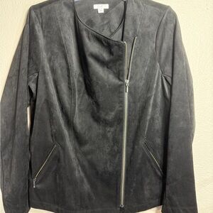 J.Jill Faux Suede Moto Jacket Women’s Small black Asymmetrical Zip